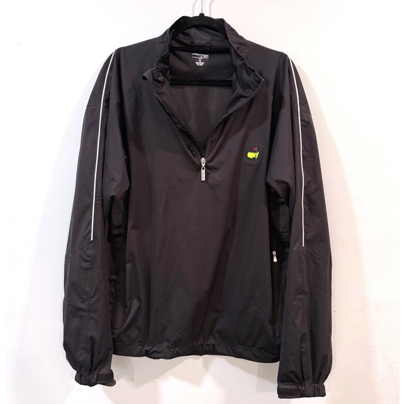 Masters Tech Golf Pullover Jacket Mens XL Black Augusta Half Zip Lightweight - Picture 1 of 10